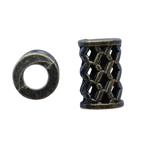 Koord einde metaal 17 mm - gevlochten cilinder brons (opening 6 mm)